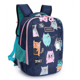 Ранец GRIZZLY 29*38*19см, анатомическая спинка, темно-синий