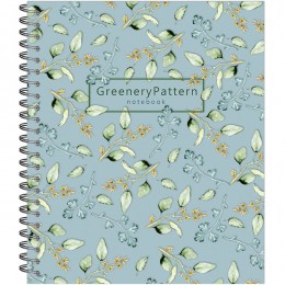 Тетрадь 96л А5 клетка, гребень, 'Greenery Patterns' ПОЛИНОМ