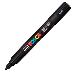 Маркер-краска черный 1,8-2,5мм UNI POSCA PC-5M, пулевидный наконечник (номер цвета 24)