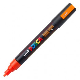 Маркер-краска оранжевый флуор. 1,8-2,5мм UNI POSCA PC-5M, пулевидный наконечник (номер цвета F4)