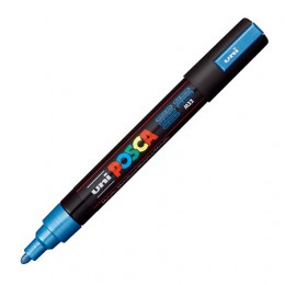 Маркер-краска синий металлик 1,8-2,5мм UNI POSCA PC-5M, пулевидный наконечник(номер цвета М33)