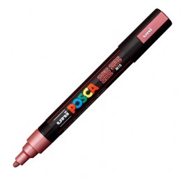 Маркер-краска красный металлик 1,8-2,5мм UNI POSCA PC-5M, пулевидный наконечник (номер цвета М15)