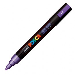 Маркер-краска фиолетовый металлик 1,8-2,5мм UNI POSCA PC-5M, пулевидный наконечник (номер цвета М12)