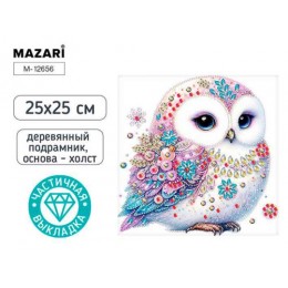 Алмазная мозаика 25*25см 'Сова', частичная выкладка, подрамник, MAZARI