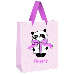 Пакет подарочный 18*23*10см 'PandaGift_Pink' ламинированый, фольга, MESHU