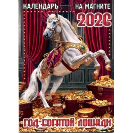 Календарь отрывной на магните 2026г. 'Год богатой лошади', 10*14см