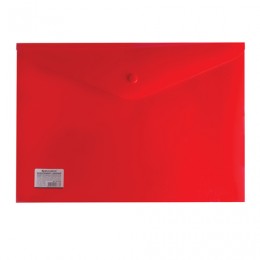 Папка-конверт на кнопке А4 красная непрозр. 200мкм BRAUBERG, плотная, до 100 листов