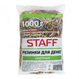 Резинки для денег 1000г цветные, натуральный каучук, STAFF