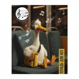 Тетрадь для нот А5+ 24л 'Гусь в наушниках' ФЕНИКС+, для младших классов, на скобе