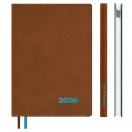 Еженедельник 2026г. А5+ 80л. коричневый 'Нубук' ESCALADA, кожзам