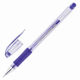Ручка гелевая 0,7мм синяя CROWN 'Hi-Jell Needle Grip', грип