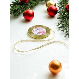 Лента декоративная золотая, 6мм*23±1м, парчовая