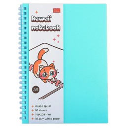 Тетрадь 60л А5 клетка, гребень, 'Kawaii notebook' голубая, ПОЛИНОМ 