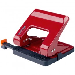 Дырокол 25л металл. красный BERLINGO 'Smart Technology', энергосберегающий, фиксатор, с линейкой
