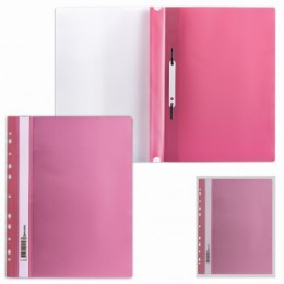 Папка-скоросшиватель А4 прозрачный верх розовая 180мкм BRAUBERG, с перфорацией