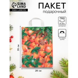 Пакет 28*35см 55мкм 'Новогодний десерт', полиэтиленовый с петлевой ручкой