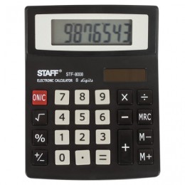 Калькулятор 8 разрядов настольный STAFF STF-8008 малый, черный, двойное питание, 113*87мм