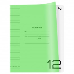 Тетрадь 12л линия 'UniTone. Neon' BG, пластиковая обложка, неон салатовый