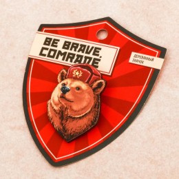 Деревянный значок 'Be brave', 2,9*4,2 см 