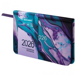 Еженедельник 2026г. А6 64л. розовый 'Vista, Мрамор' BRAUBERG, кожзам