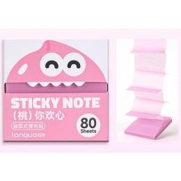 Блок клейкий 76*76мм 80л розовый Languo 'Peach', Z-сложение, полупрозр. пластик 