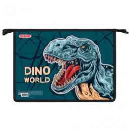 Папка для тетрадей А4 на молнии 'Dino world', 1 отделение, картон/пластик, ПИФАГОР