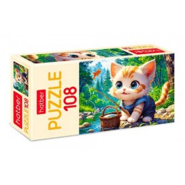 Пазл 108 эл. HATBER 'Котик рыбак' А4