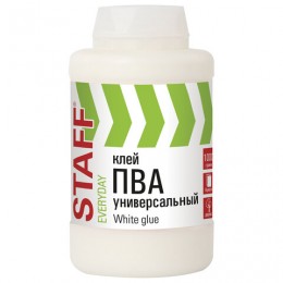 Клей ПВА 1кг STAFF, универсальный (бумага, картон, дерево)