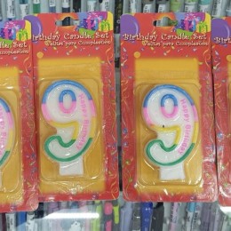 Праздничная свеча цифра '9' 'Happy Birthday'
