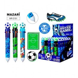 Ручка шариковая 10ти цветная 0,7мм MAZARI 'Победный гол'