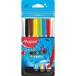 Фломастеры 6цв MAPED 'Color Pep's Ocean', с заблокированным пишущим узлом, супер смываемые