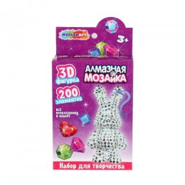 Алмазная мозаика 'Зайчик' 3D фигурка-брелок, 200эл, MULTIART 