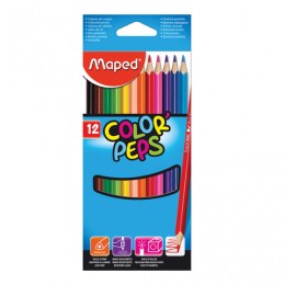 Карандаши 12цв MAPED 'Color Pep's', трехгранные, заточенные, ударопрочные
