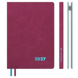 Еженедельник 2027г. А5+ 80л. розовый 'Нубук' ESCALADA, кожзам