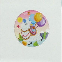 Алмазная мозаика 'Веселая лама' D18см, частичная выкладка, круглые стеклянные стразы
